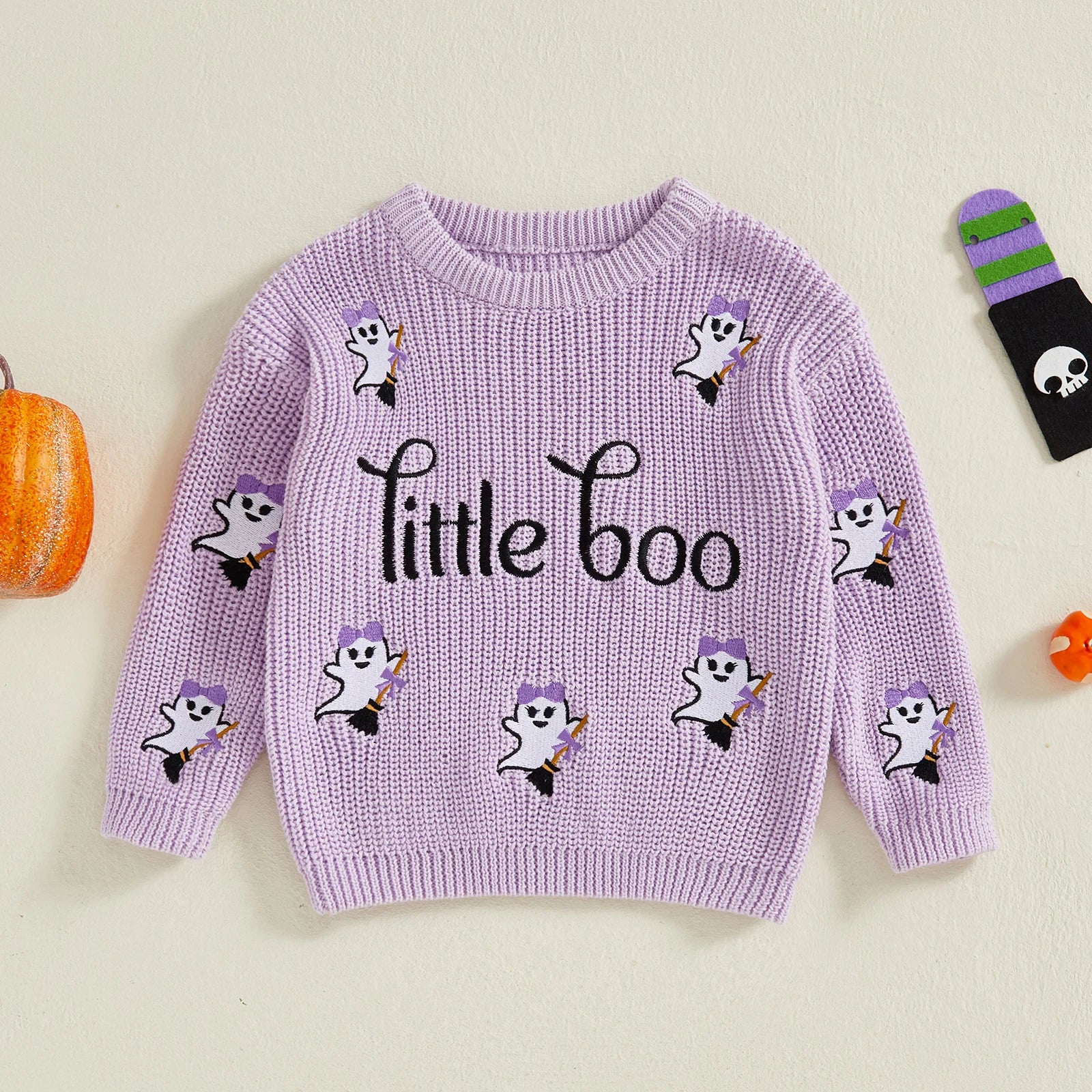 Little Boo Mini Ghost Embroidered Pullover