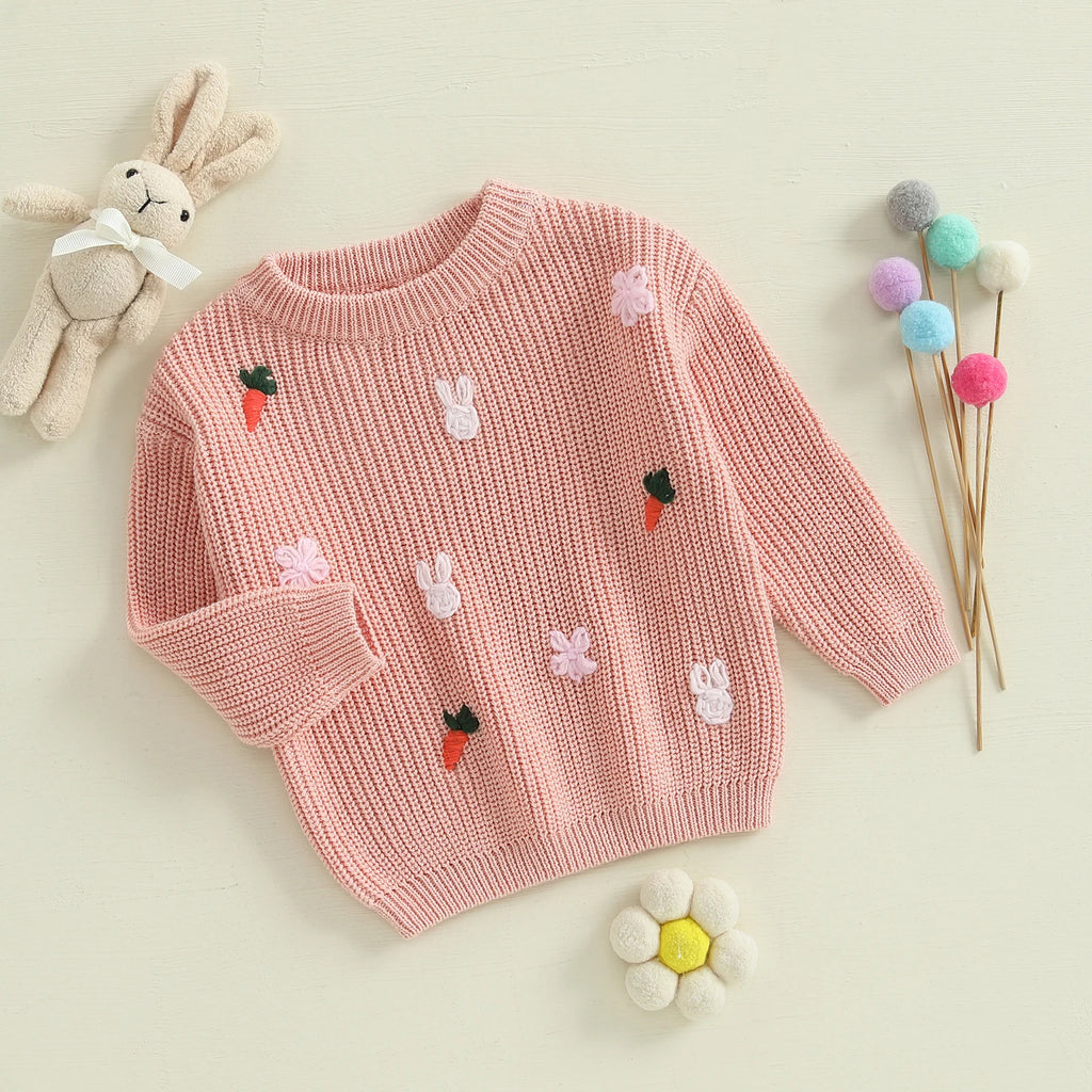 Easter Knit Embroidery Pullover