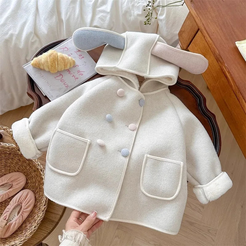 Thick Plush Pastel Bunny Ear Coat