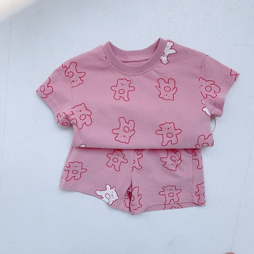 Cartoon Teddy Print Set