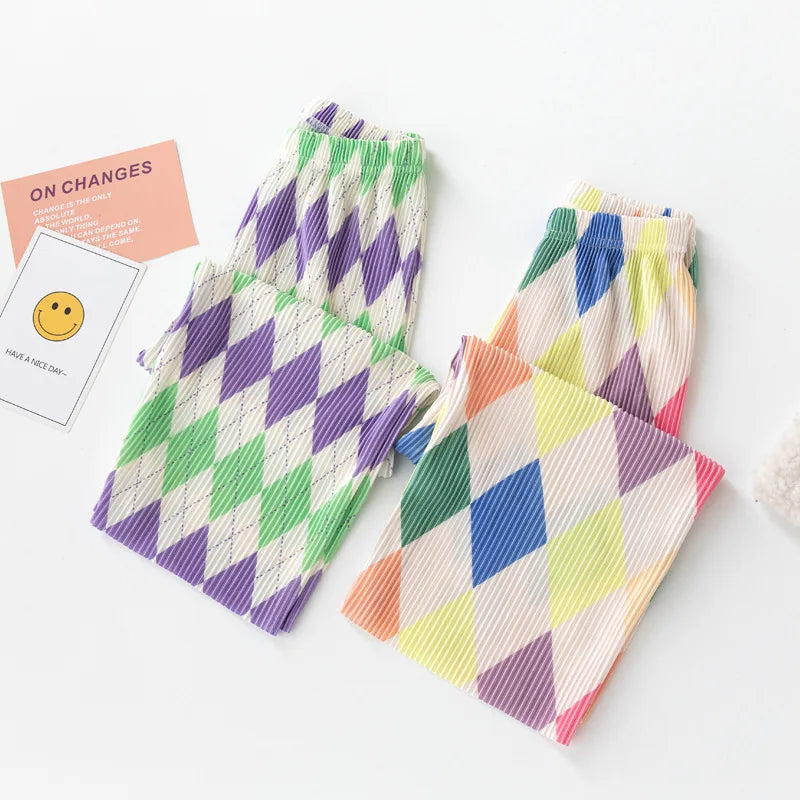 Patterned Wide Leg Trousers