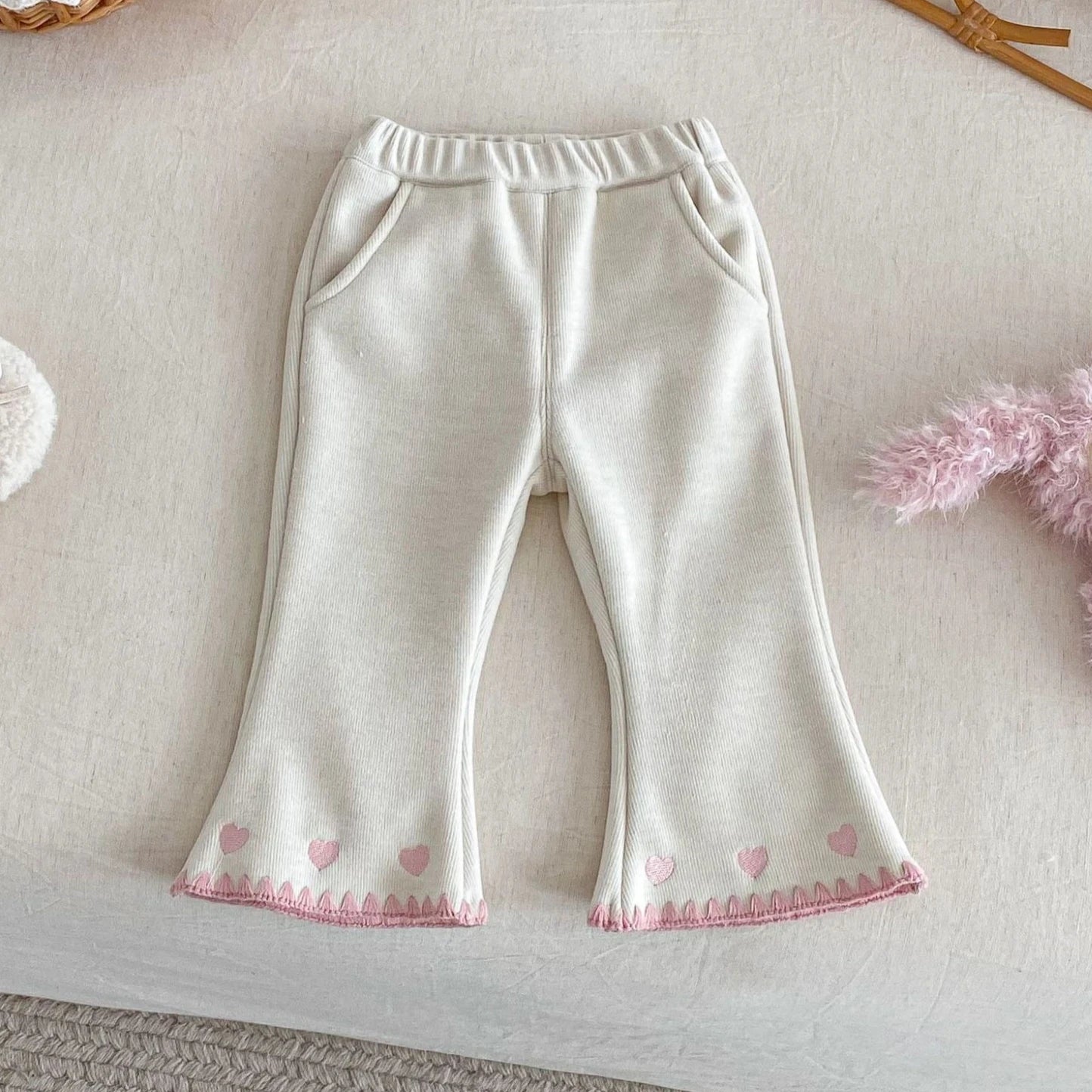 Ribbed Heart-Hem Flares