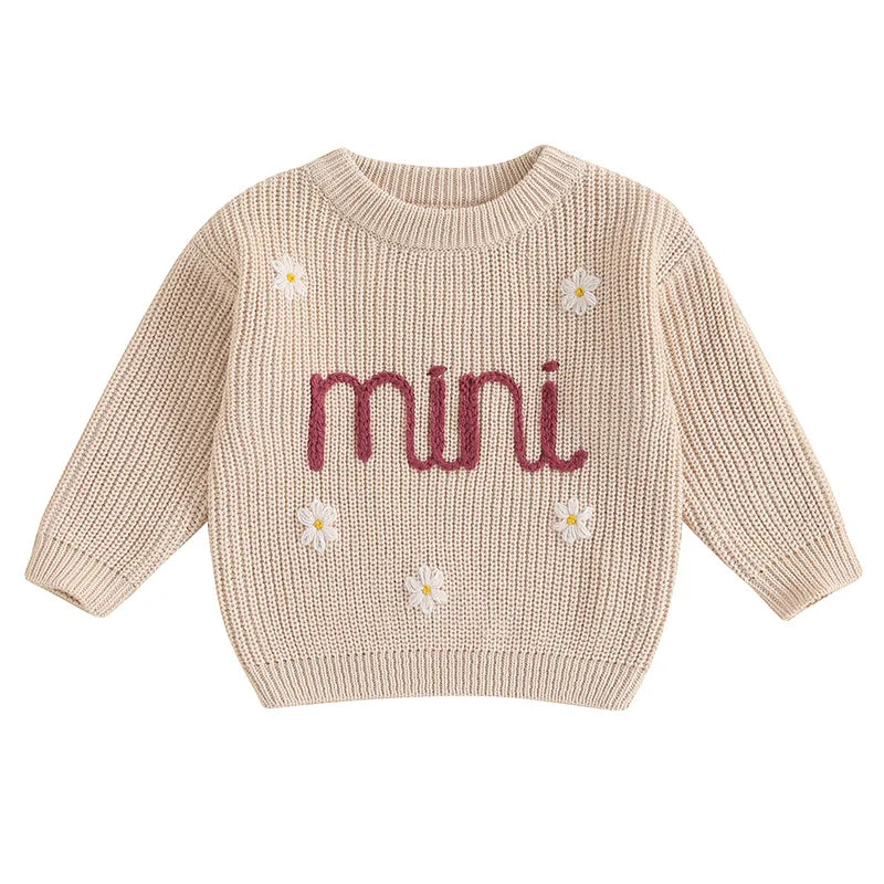 Mini Flower Embroidery Knit Pullover