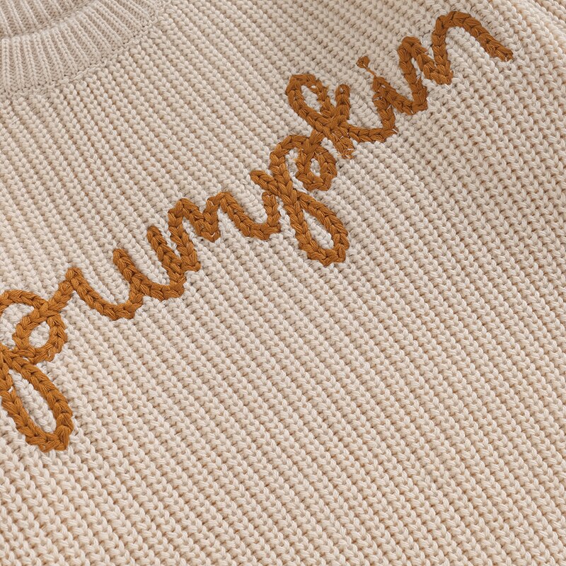 Pumpkin Embroidery Cable Knit Jumper
