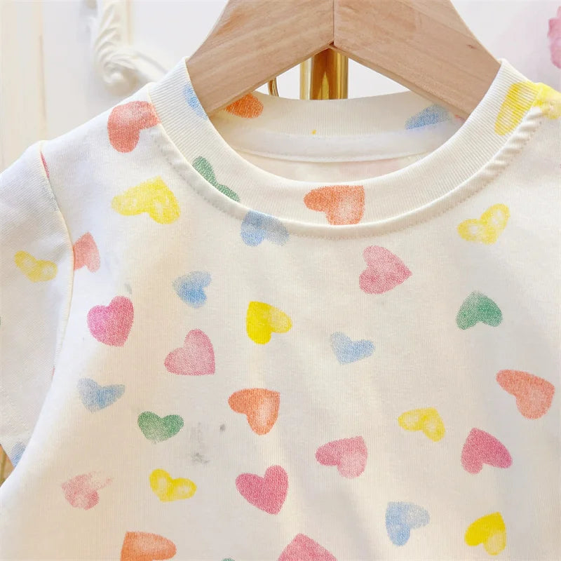 Heart Print Top & Flares Set