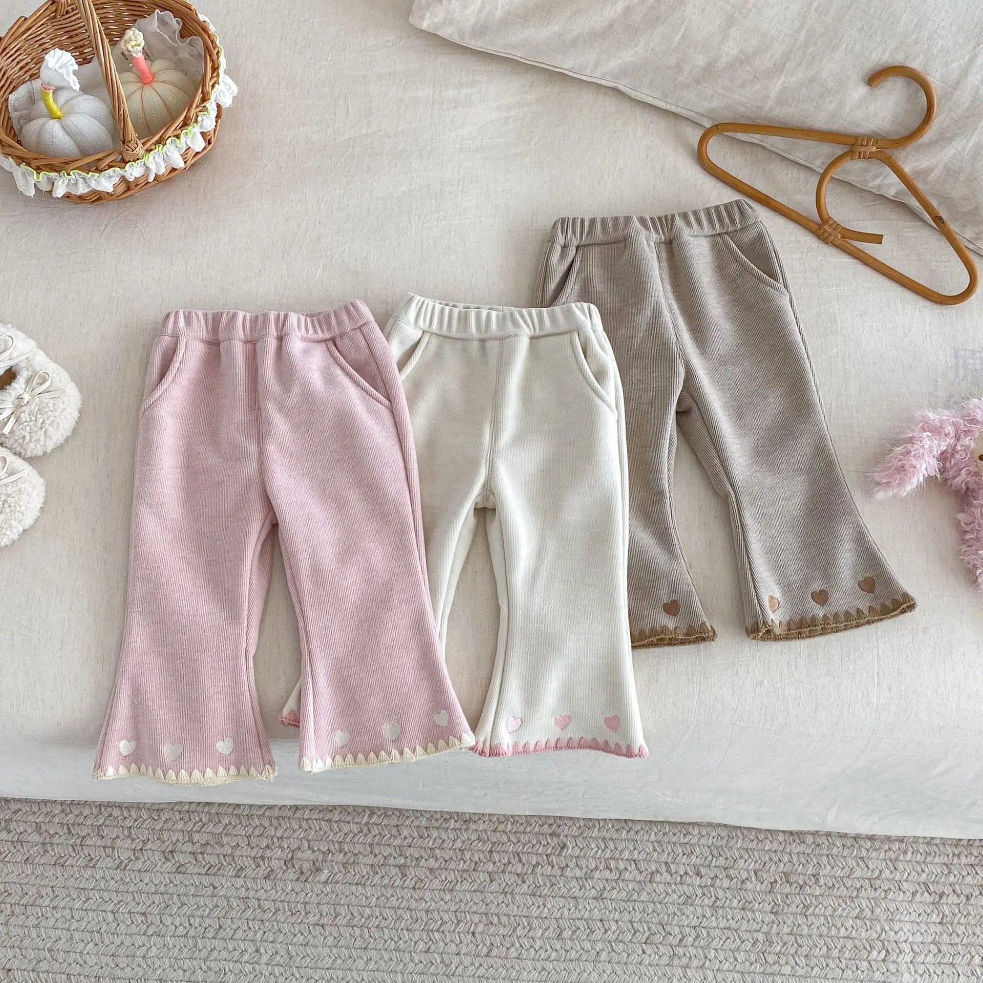 Ribbed Heart-Hem Flares