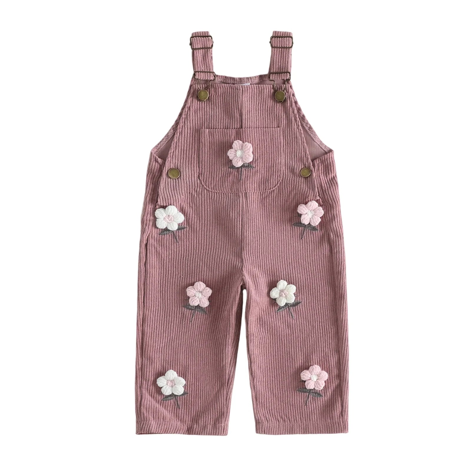 Flower Power Embroidery Corduroy Dungarees