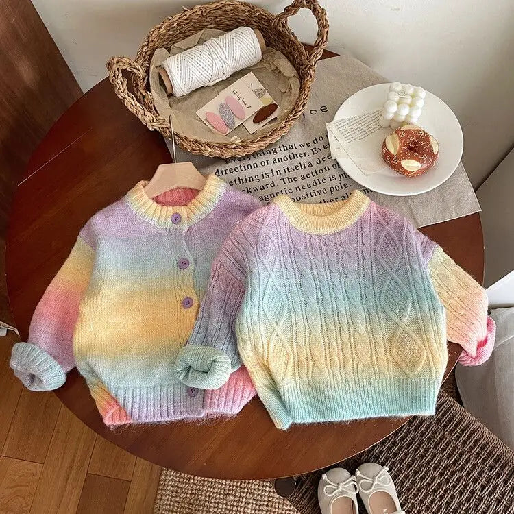 Ombre Rainbow Knit Pullover/Cardigan
