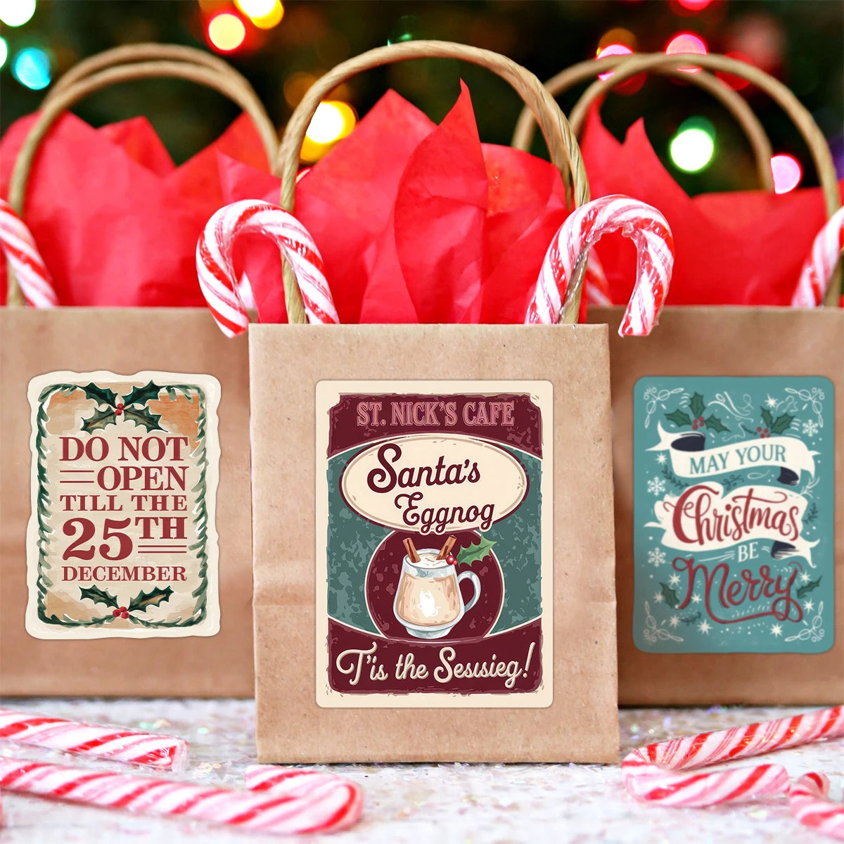 Vintage North Pole Gift Stickers