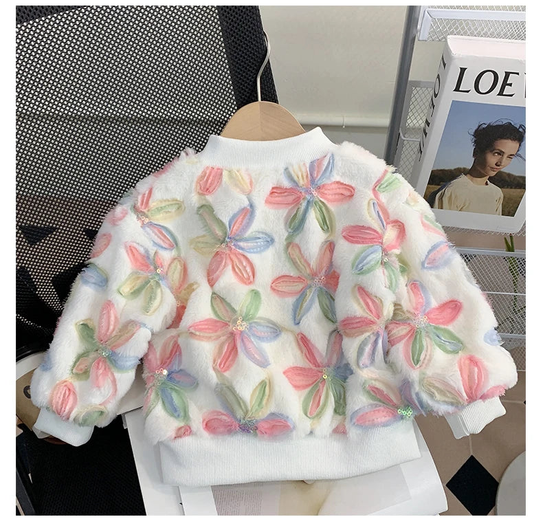 Plush Flower Sequin Jacket