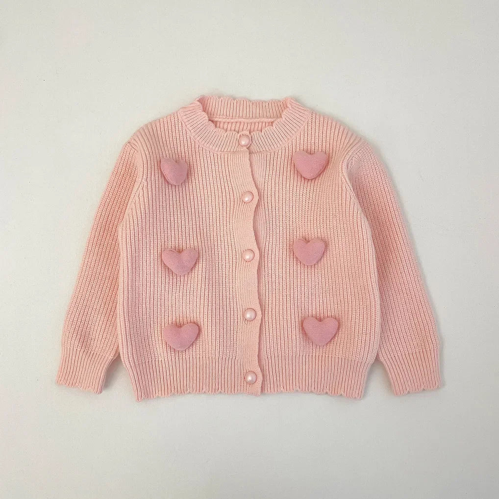 3D Mini Pastel Hearts Cardigan