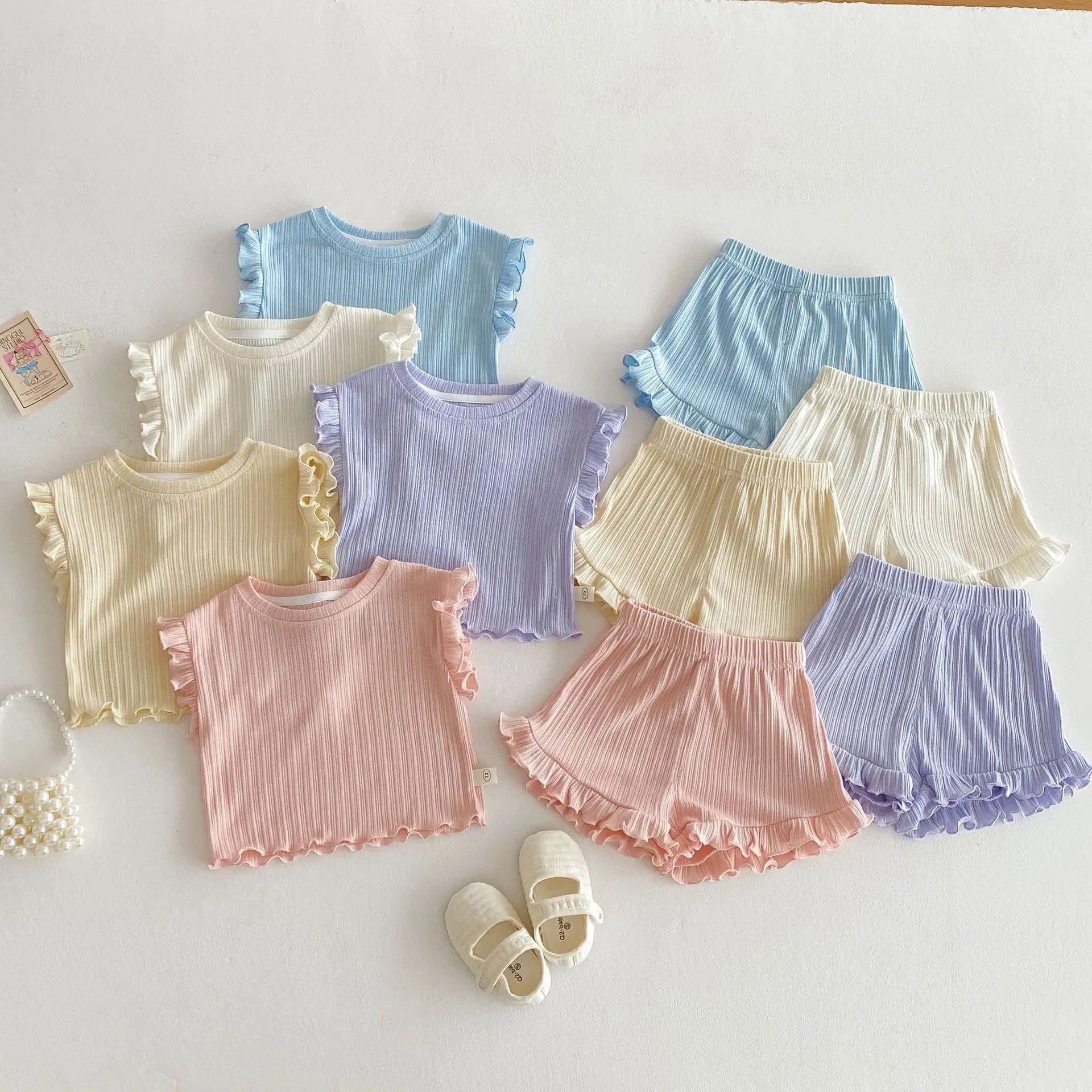 Ruffled Vest & Shorts Set