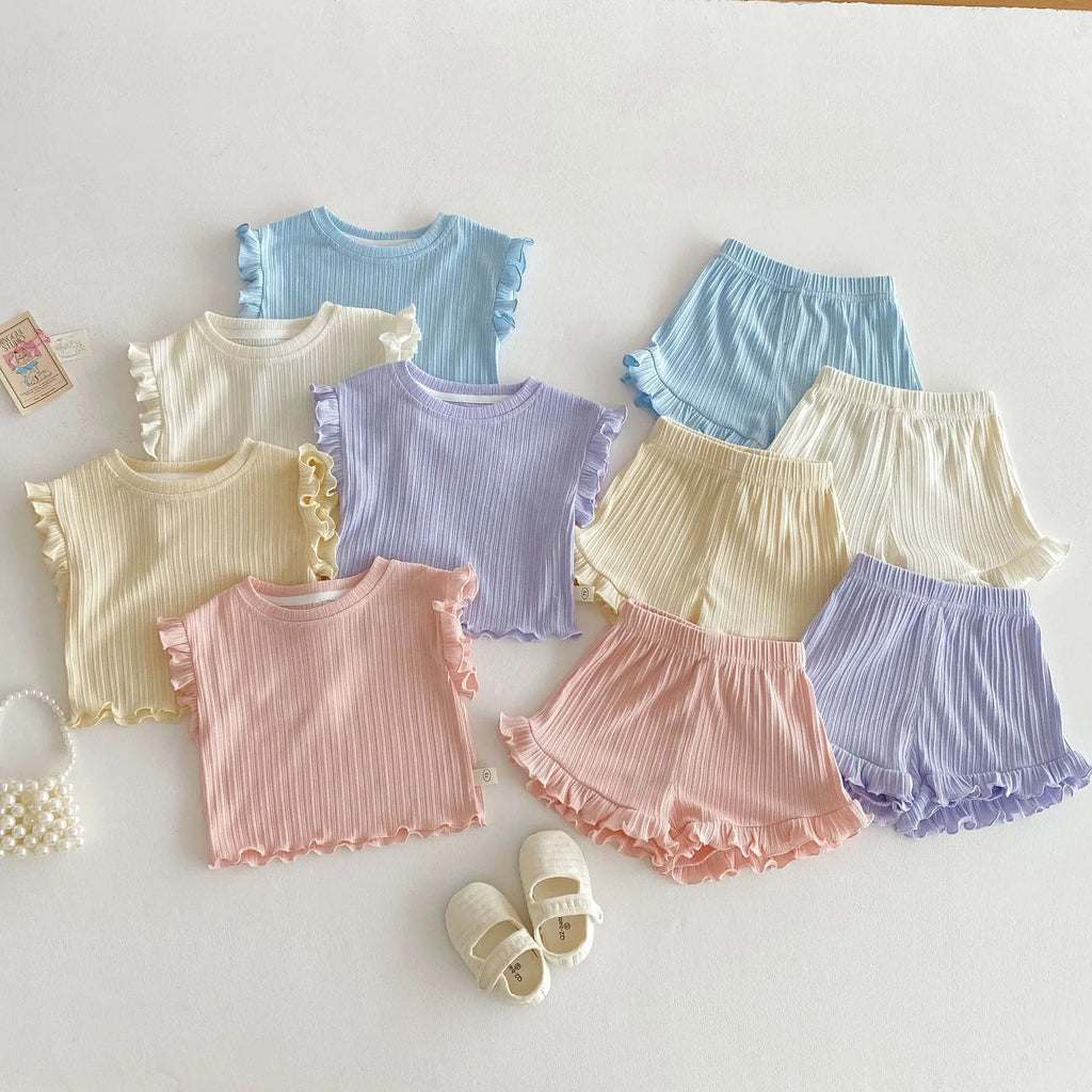 Ruffled Vest & Shorts Set