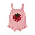 Ruffle Trim Strawberry Knit Romper