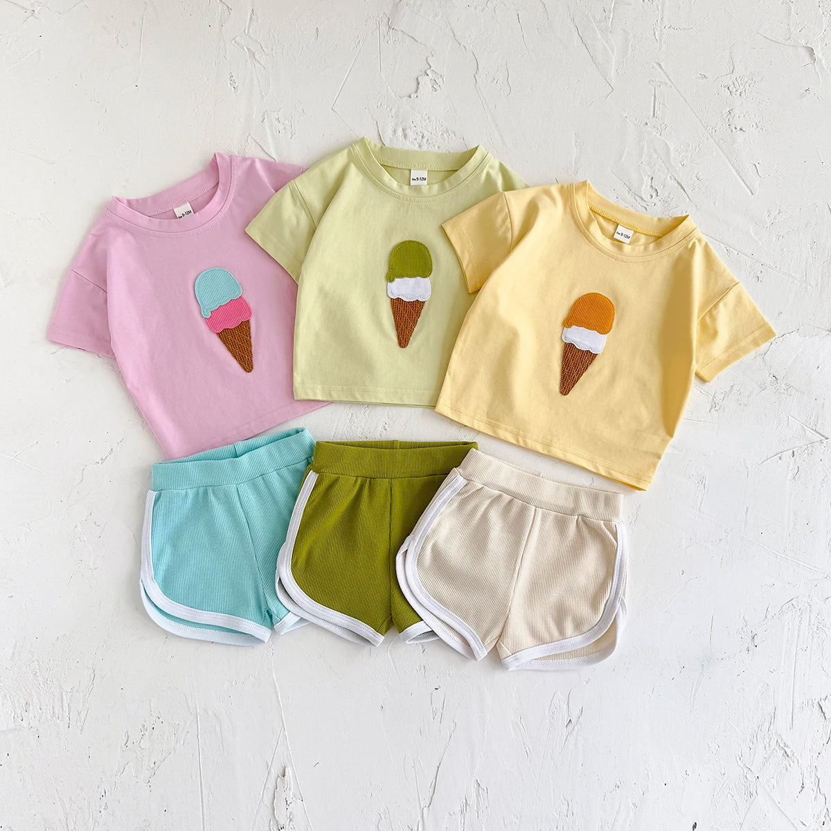 Retro Ice-cream Tee & Shorts Set