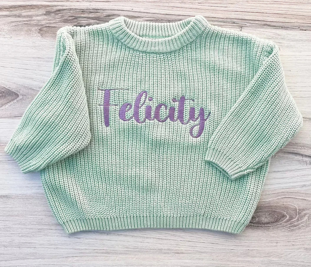 Personalised Embroidered Chunky Knit Pullover