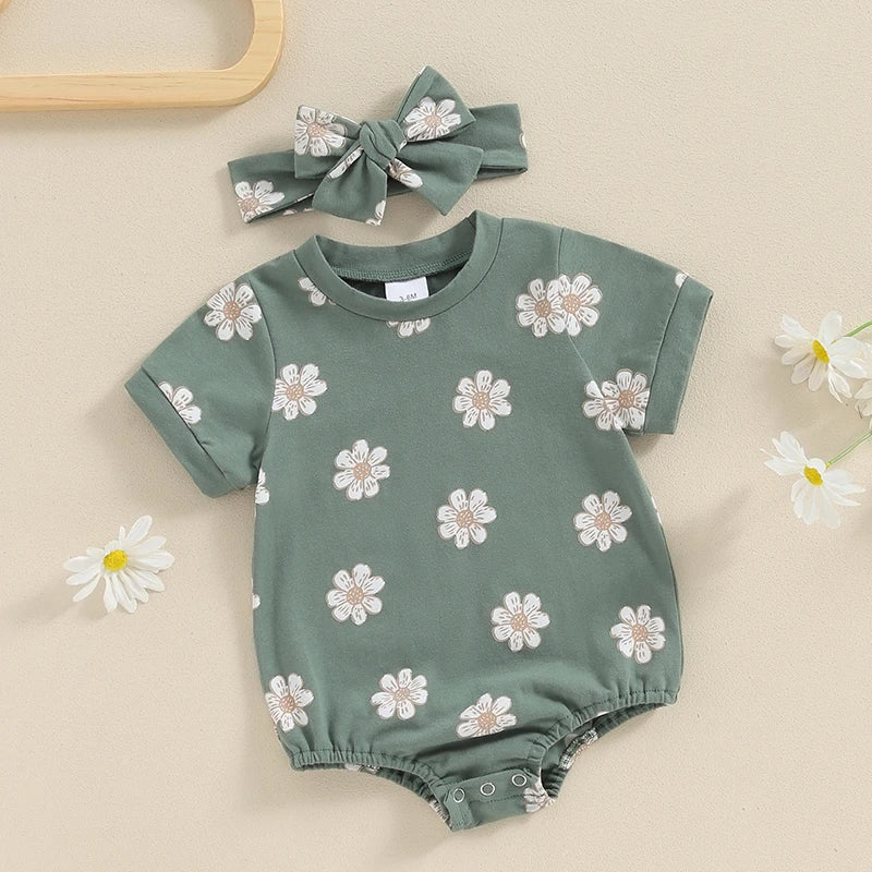 Tiny Daisy Print Bodysuit & Headband