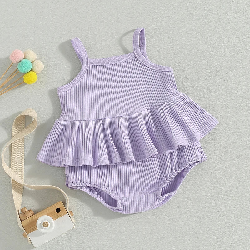 Ribbed Ruffle Peplum Set