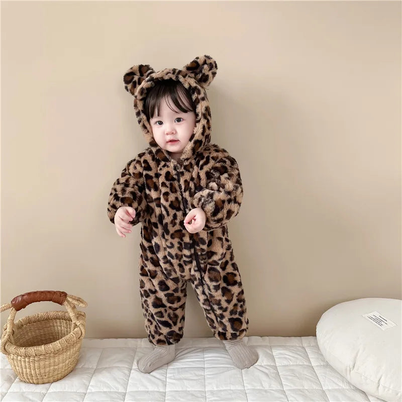 Hooded Leopard Print Jumpsuit