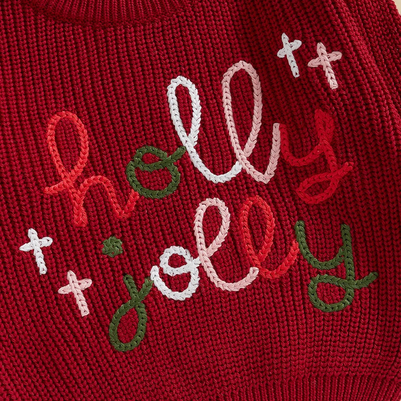 Holly Jolly Embroidery Jumper