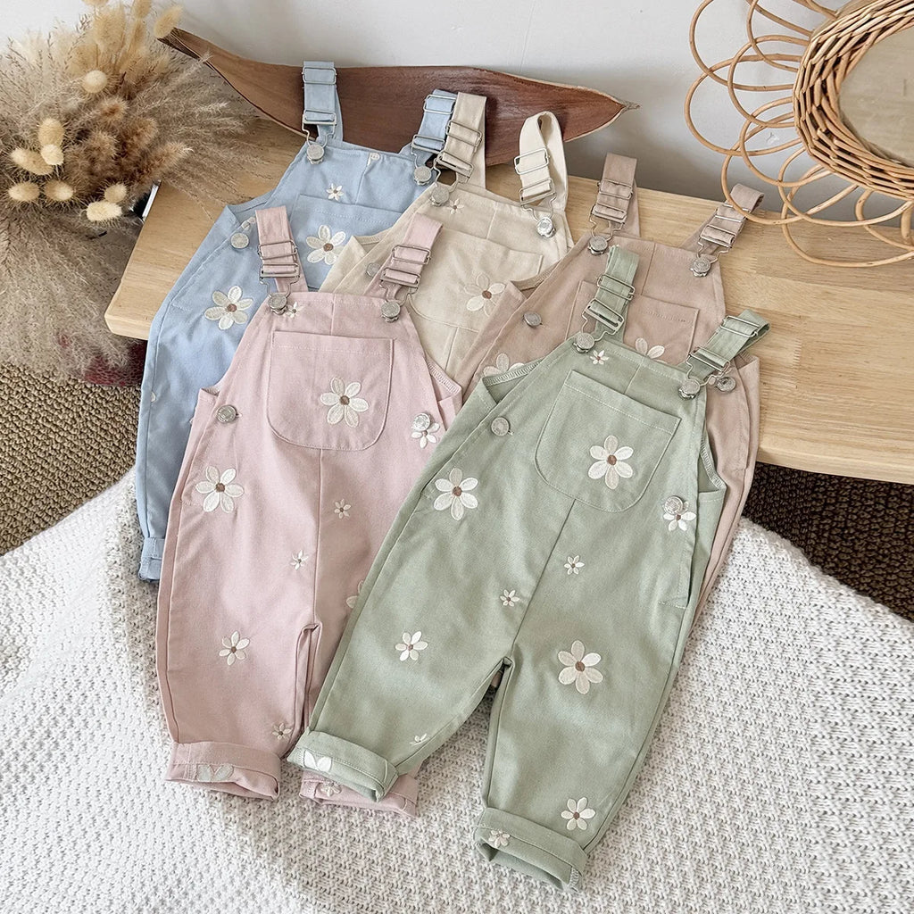 Daisy Embroidery Dungarees