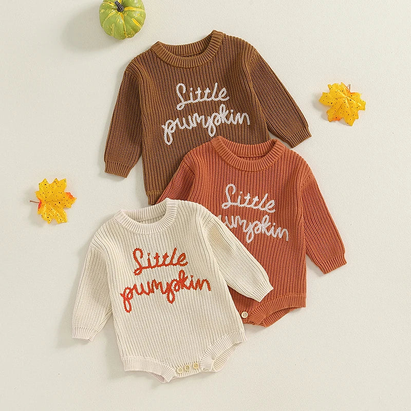 Little Pumpkin Embroidery Romper