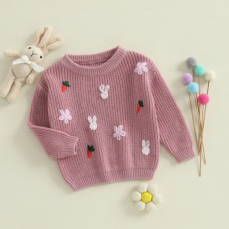 Easter Knit Embroidery Pullover