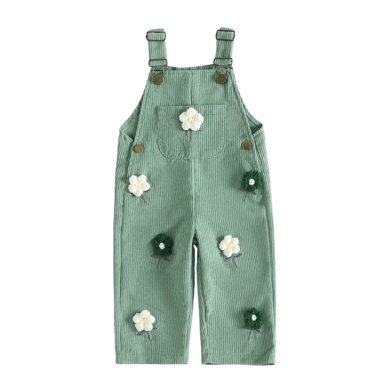 Flower Power Embroidery Corduroy Dungarees