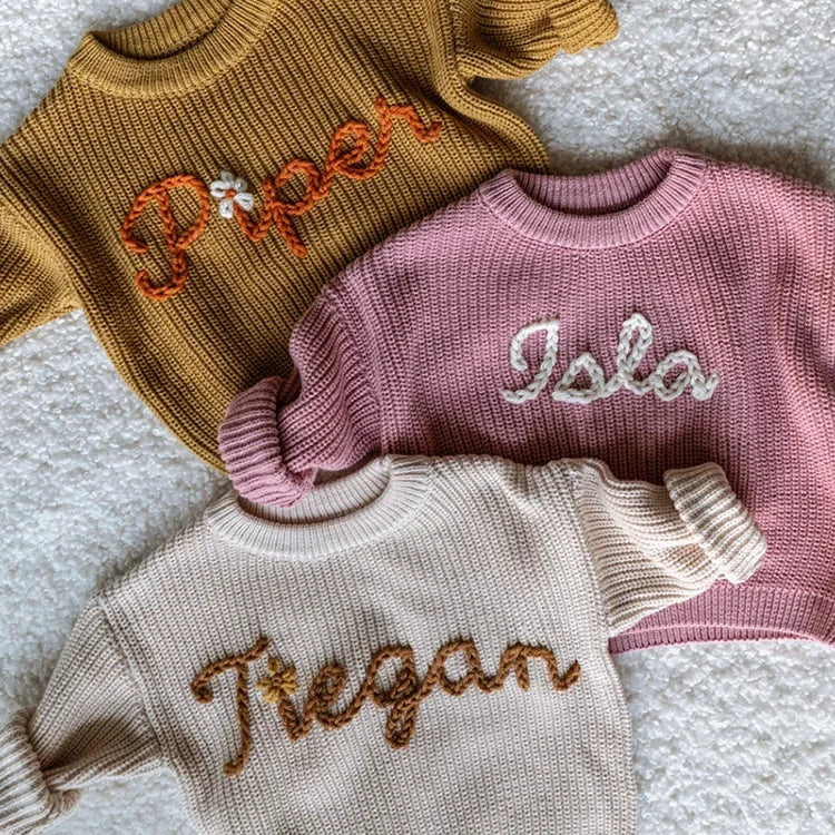 Personalised Yarn Embroidery Knit Pullover