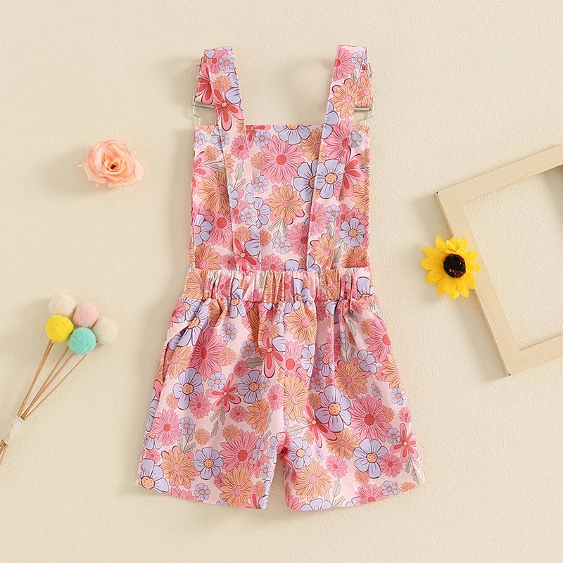 Peony, Sunflowers & Rainbow Print Dungarees