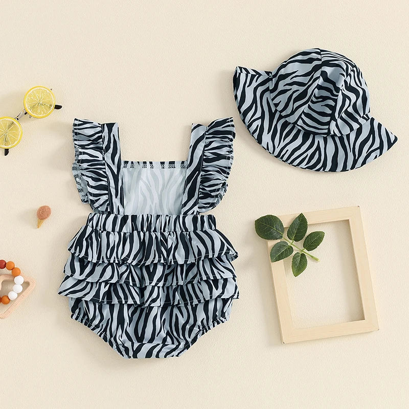 Zebra Print Romper & Sunhat