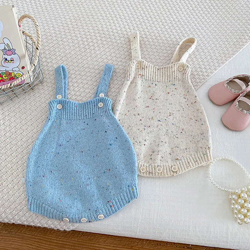 Speckled Knit Romper & Love Heart Cardigan