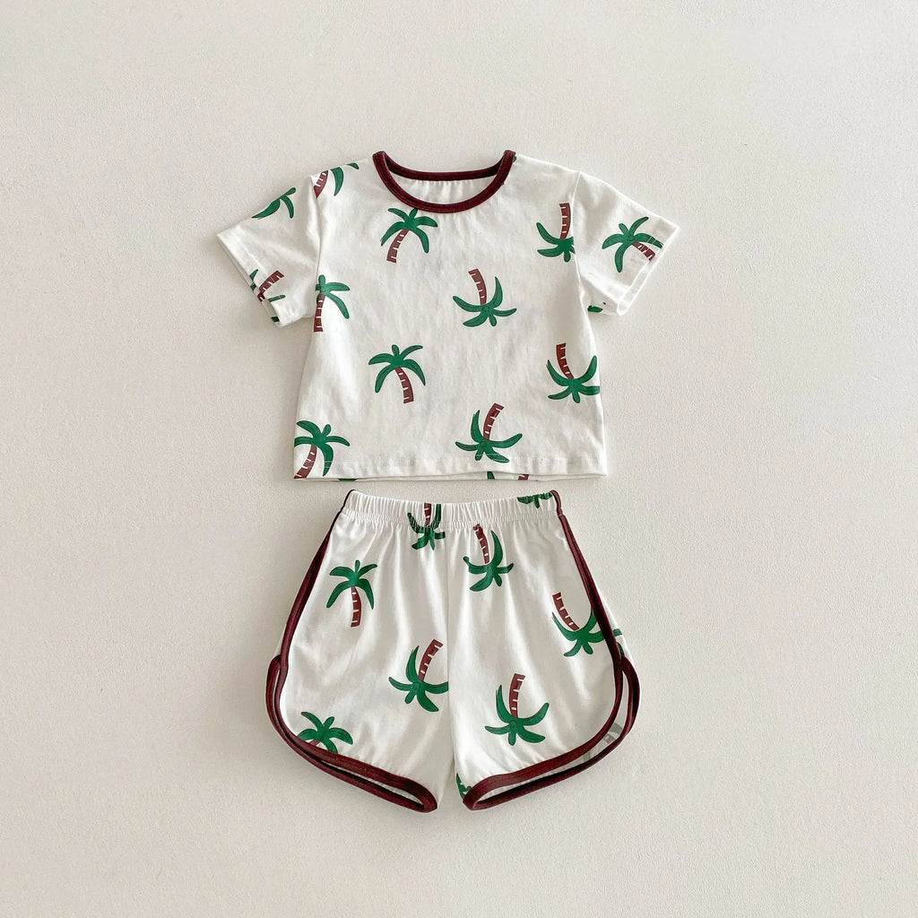 Palm Print Shorts & Tee Set