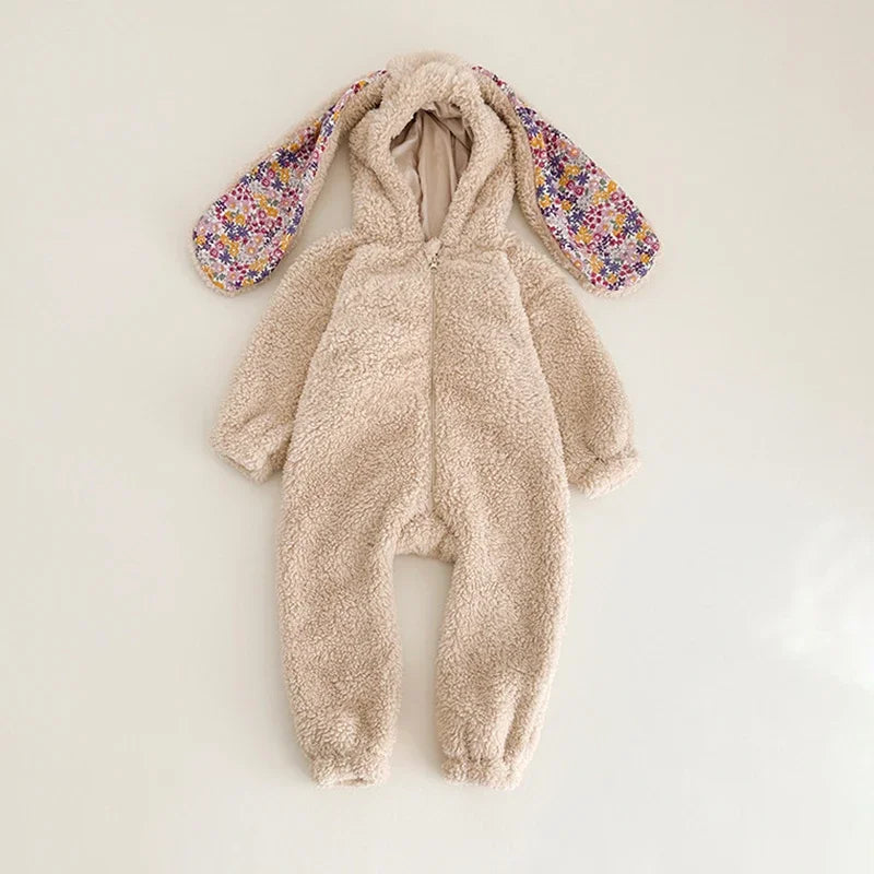 Floral Bunny Ear Fleece Onesie