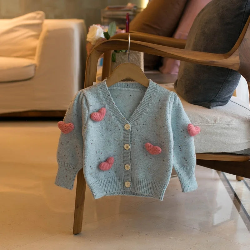 Crochet Knit Love Heart Cardigan