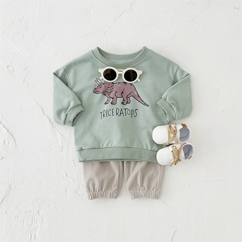 Dinosaur Print Pullover & Corduroy Trousers Set