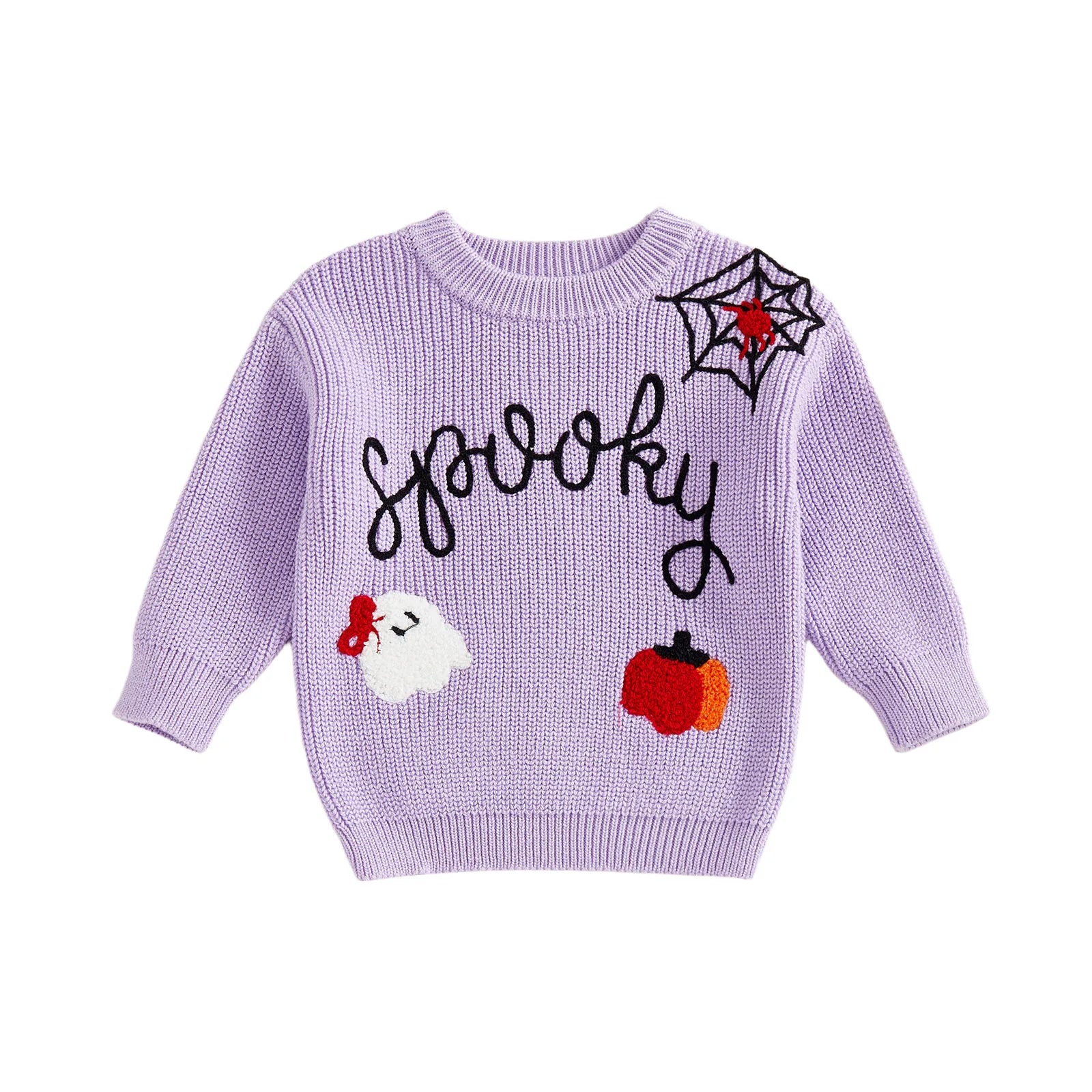 Spooky Embroidered Halloween Knit Pullover