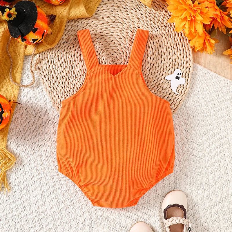 Floral Pumpkin Embroidery Romper