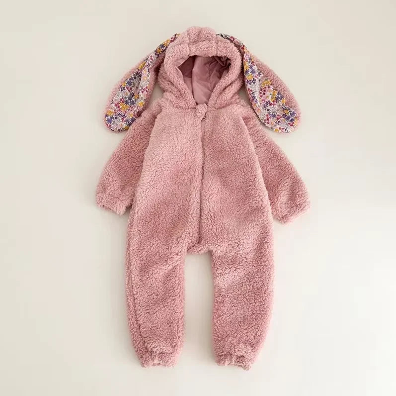 Floral Bunny Ear Fleece Onesie