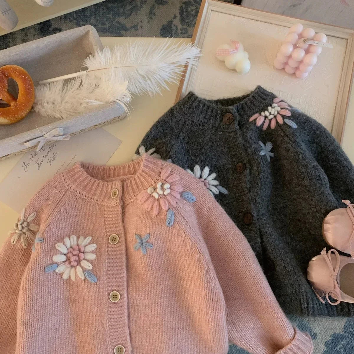 Chunky Embroidered Knitted Floral Cardigan