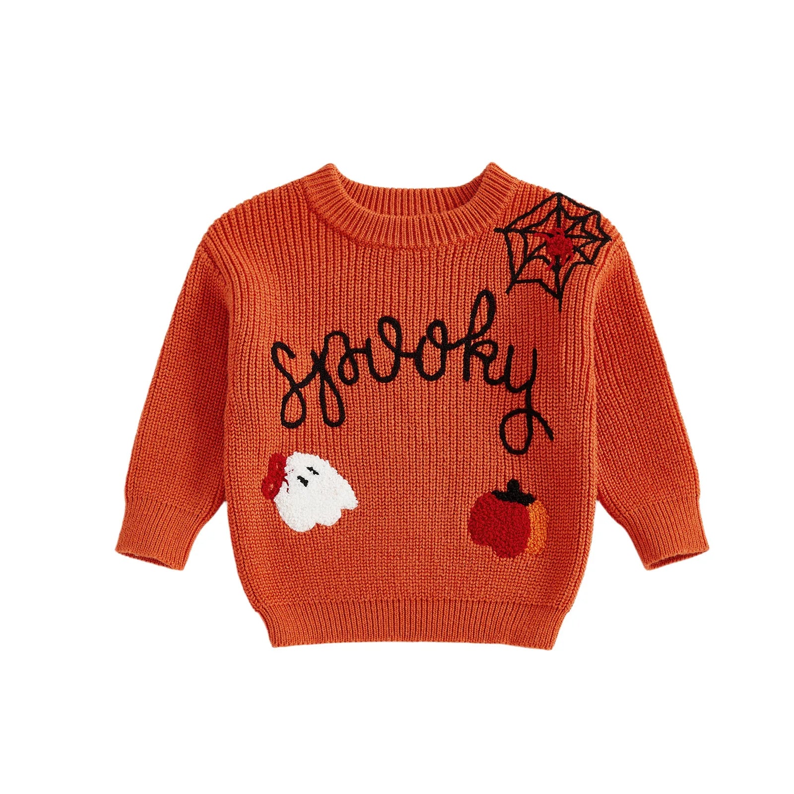 Spooky Embroidered Halloween Knit Pullover