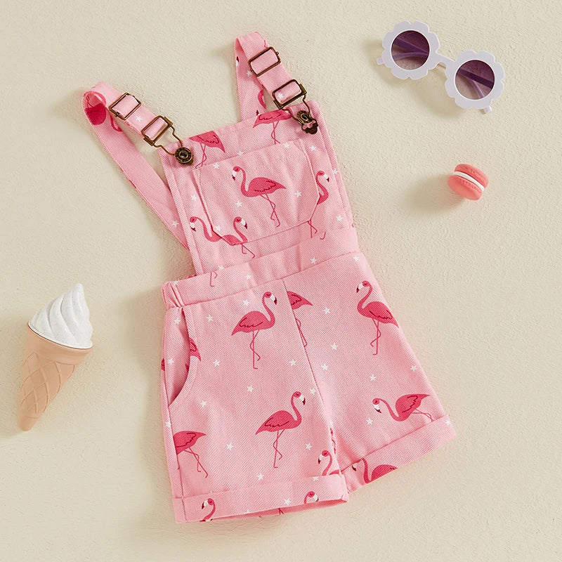 Flamingo Print Dungarees