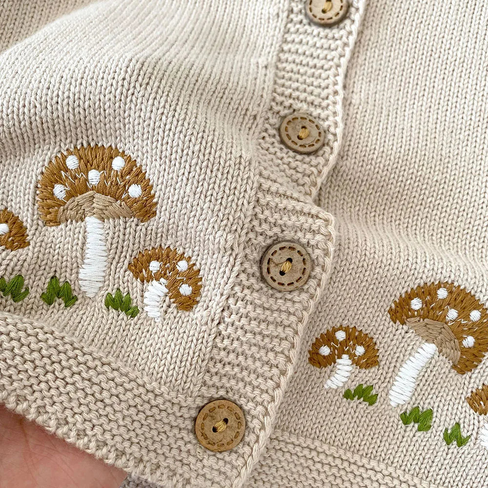 Neutral Toadstool Embroidery Cardigan