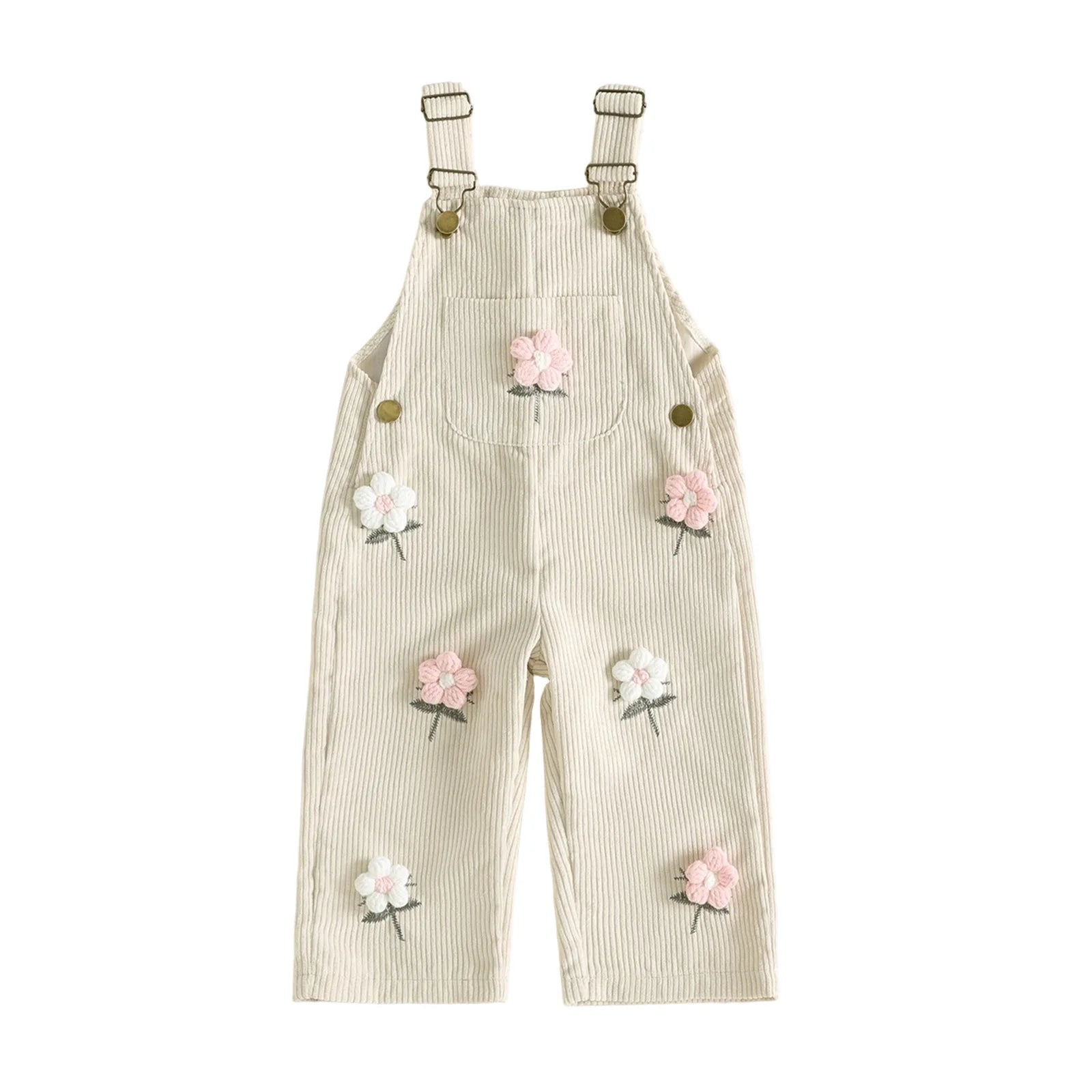 Flower Power Embroidery Corduroy Dungarees
