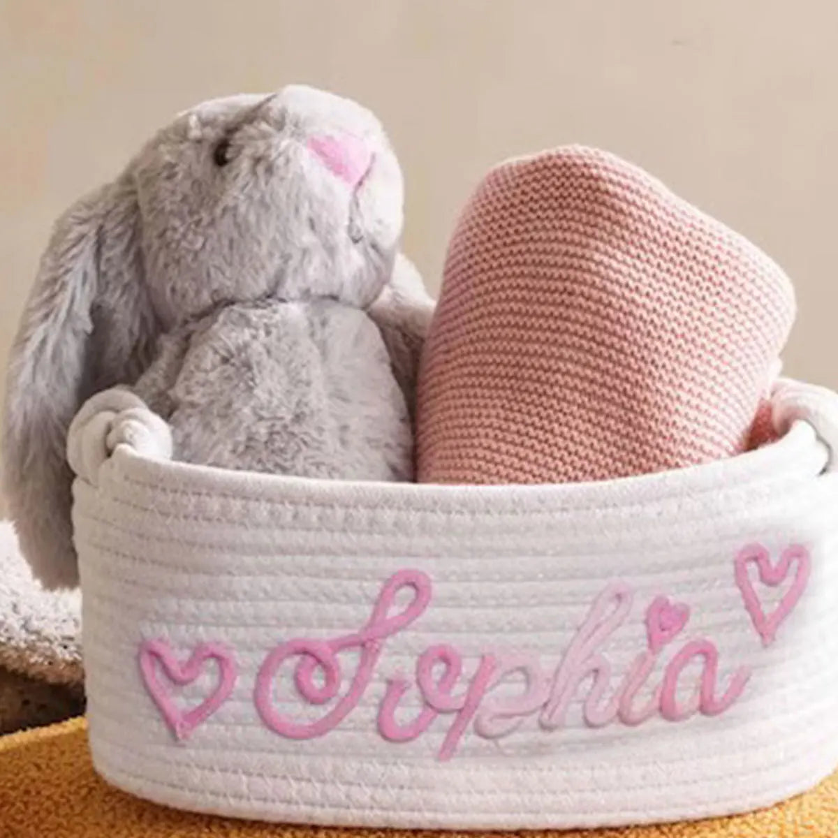 Personalised Name Cotton Rope Storage Basket