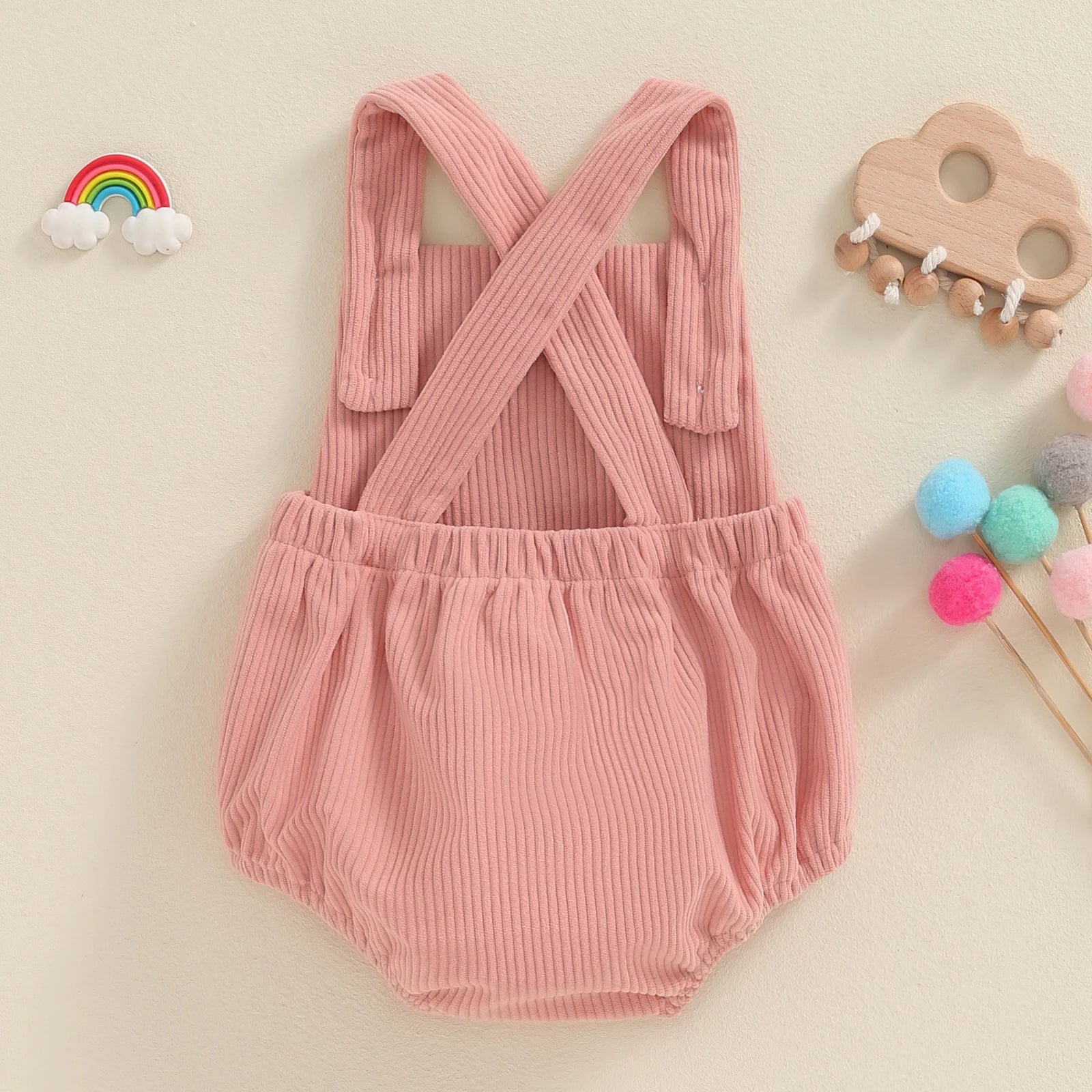 Corduroy Rainbow/Strawberry Romper