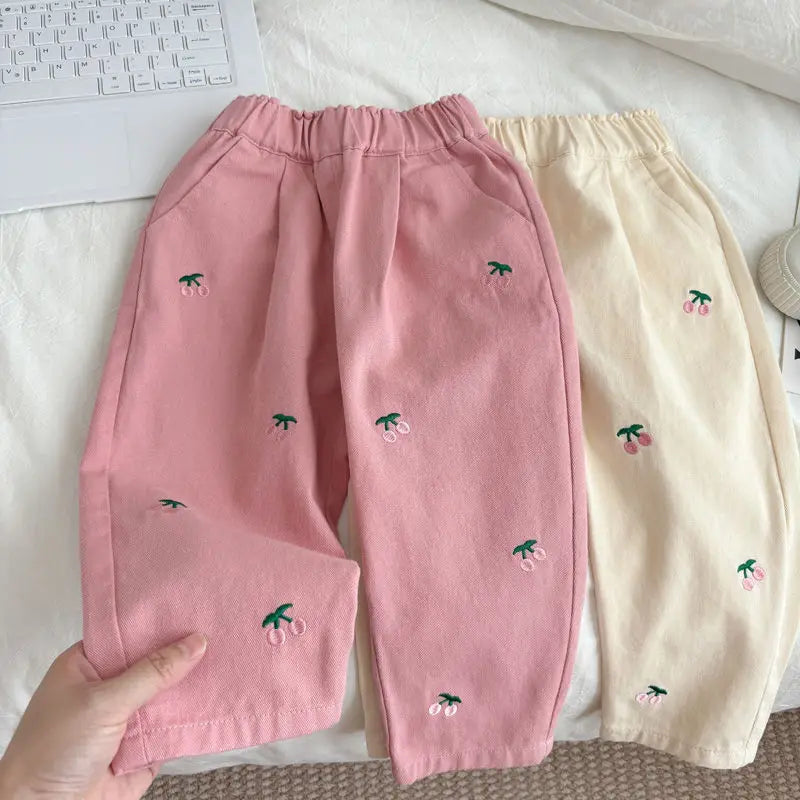 Cherry Embroidery Trousers