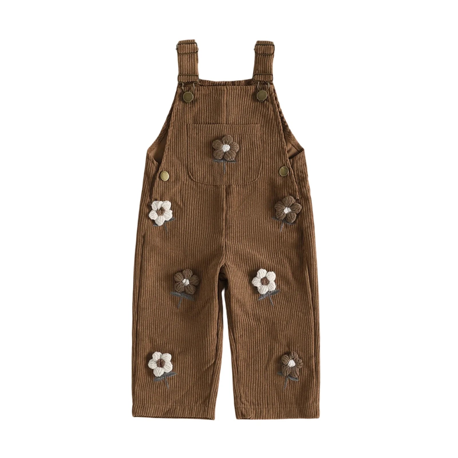 Flower Power Embroidery Corduroy Dungarees