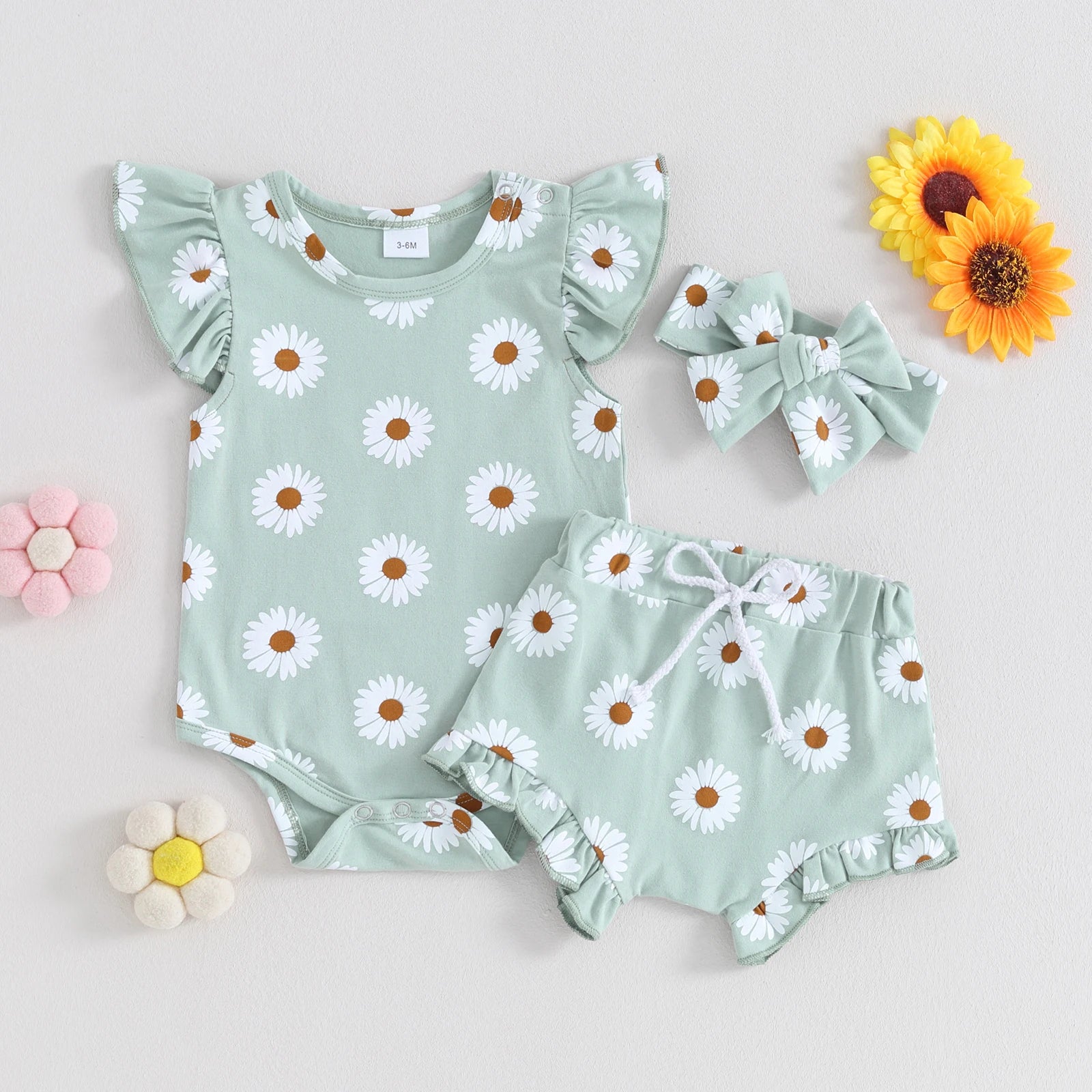 Daisy Ruffle Fly Sleeve 3 Piece Set