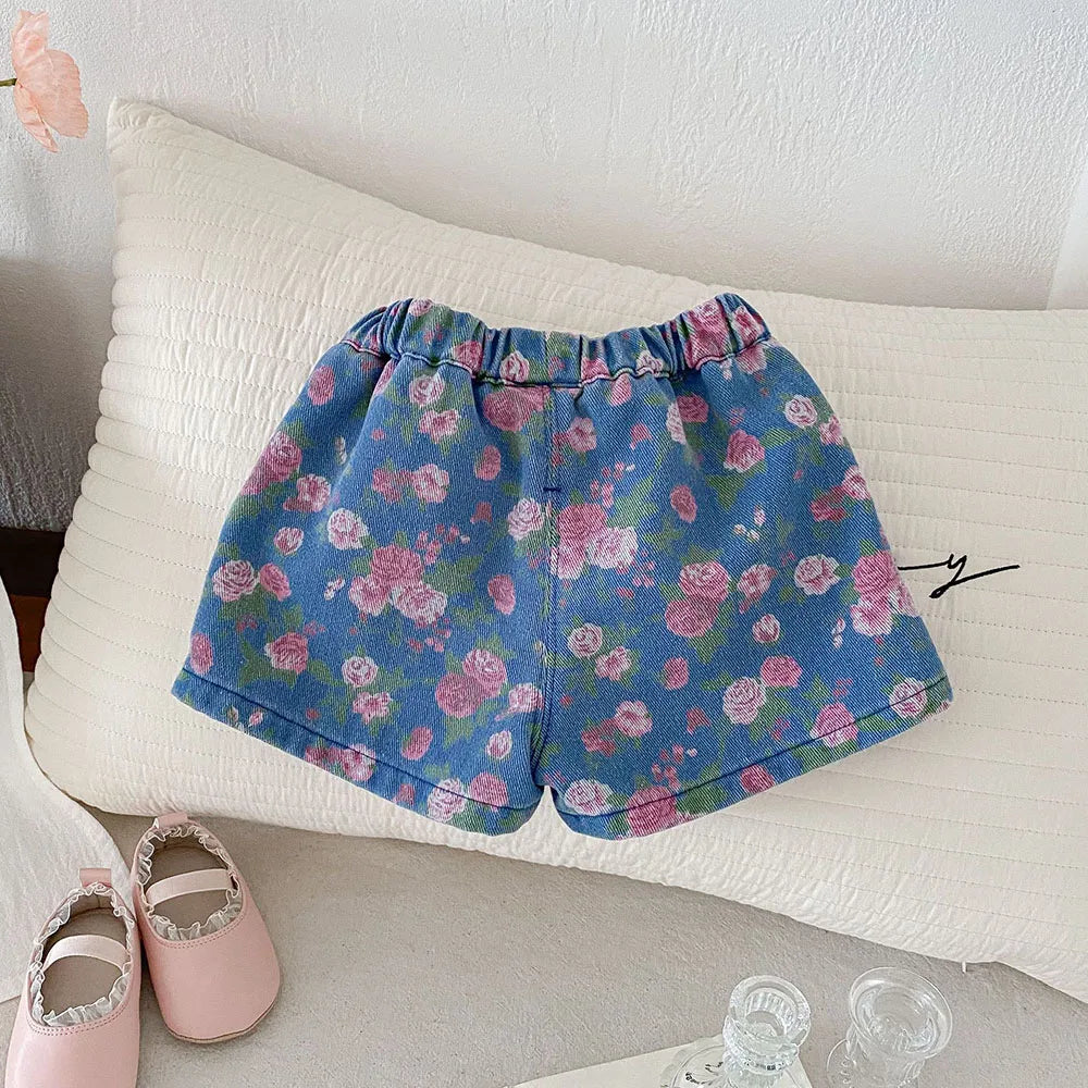 Floral Denim Shorts